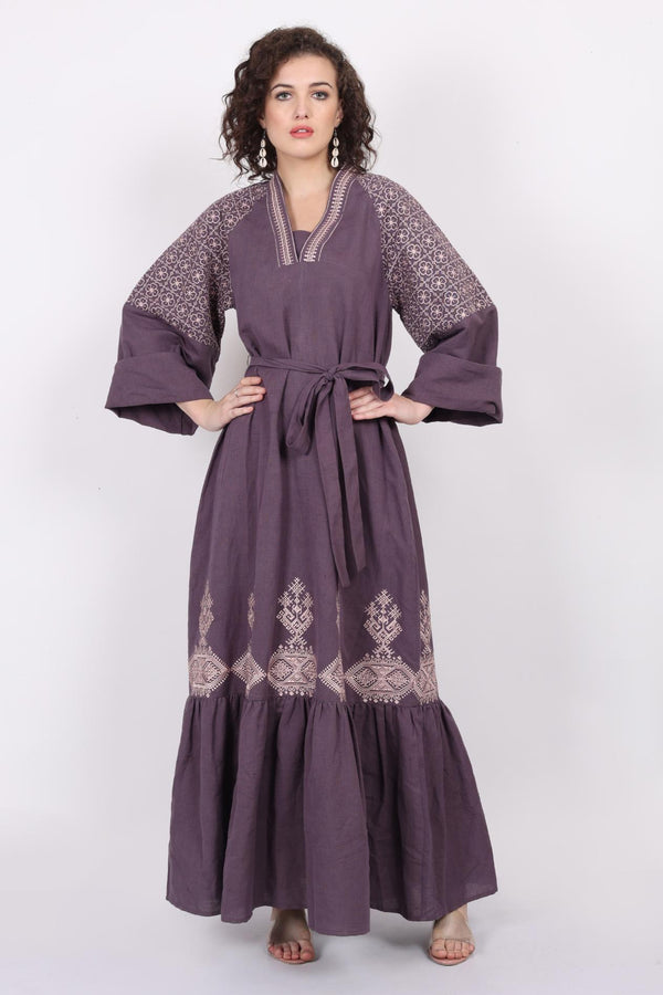 Mbroidered Sleeve And Border Kaftan Dress